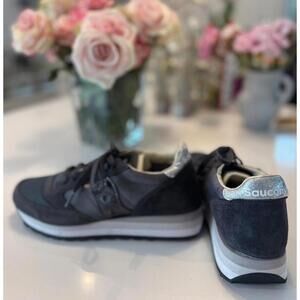 SAUCONY Jazz Triple Womens Suede and Fabric Sneakers in Black -sz10